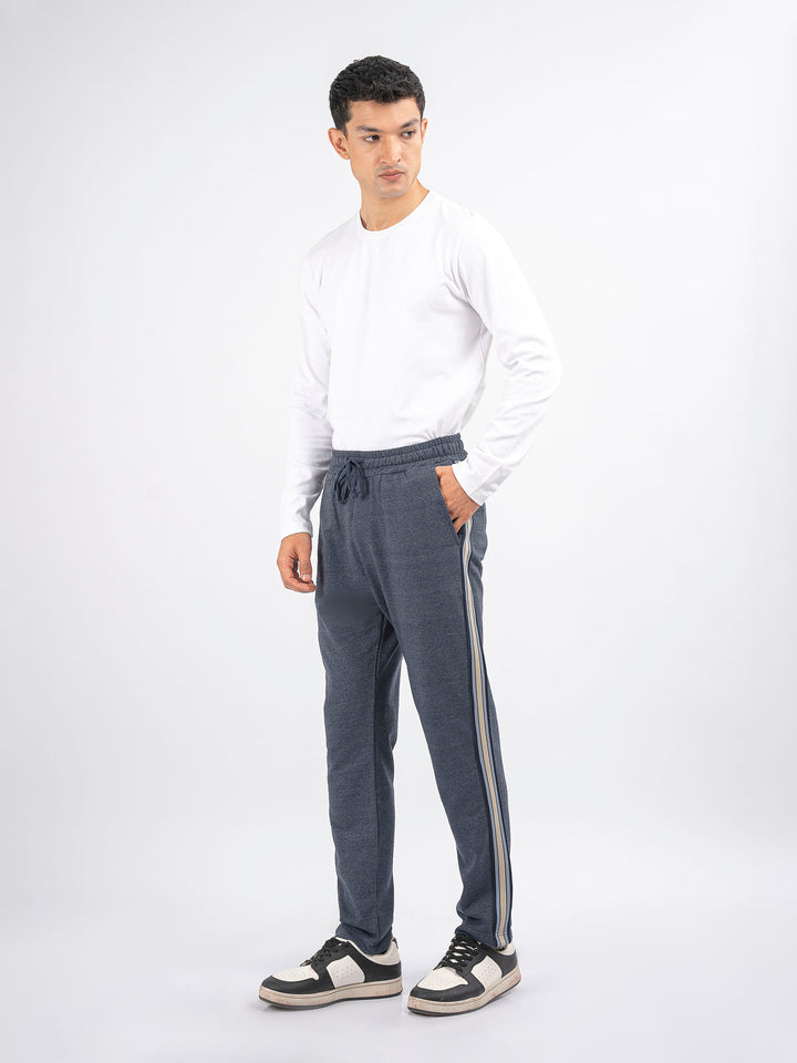 Blue Melange Pajama With Contrasting Detailing