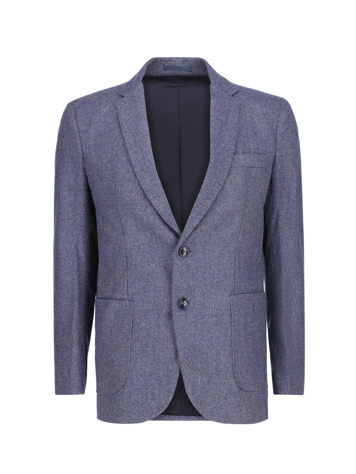 Blue Melange Wool & Cashmere Blazer - Sartoria Brumano Pakistan