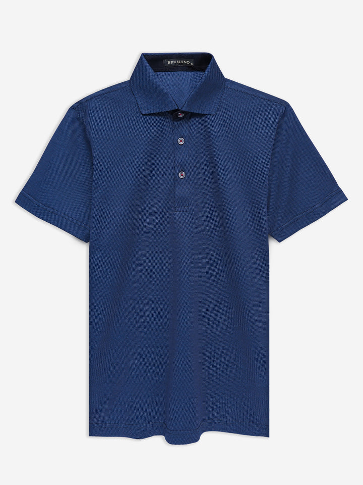 Blue Mercerized Dobby Polo With Cutaway Collar Brumano Pakistan