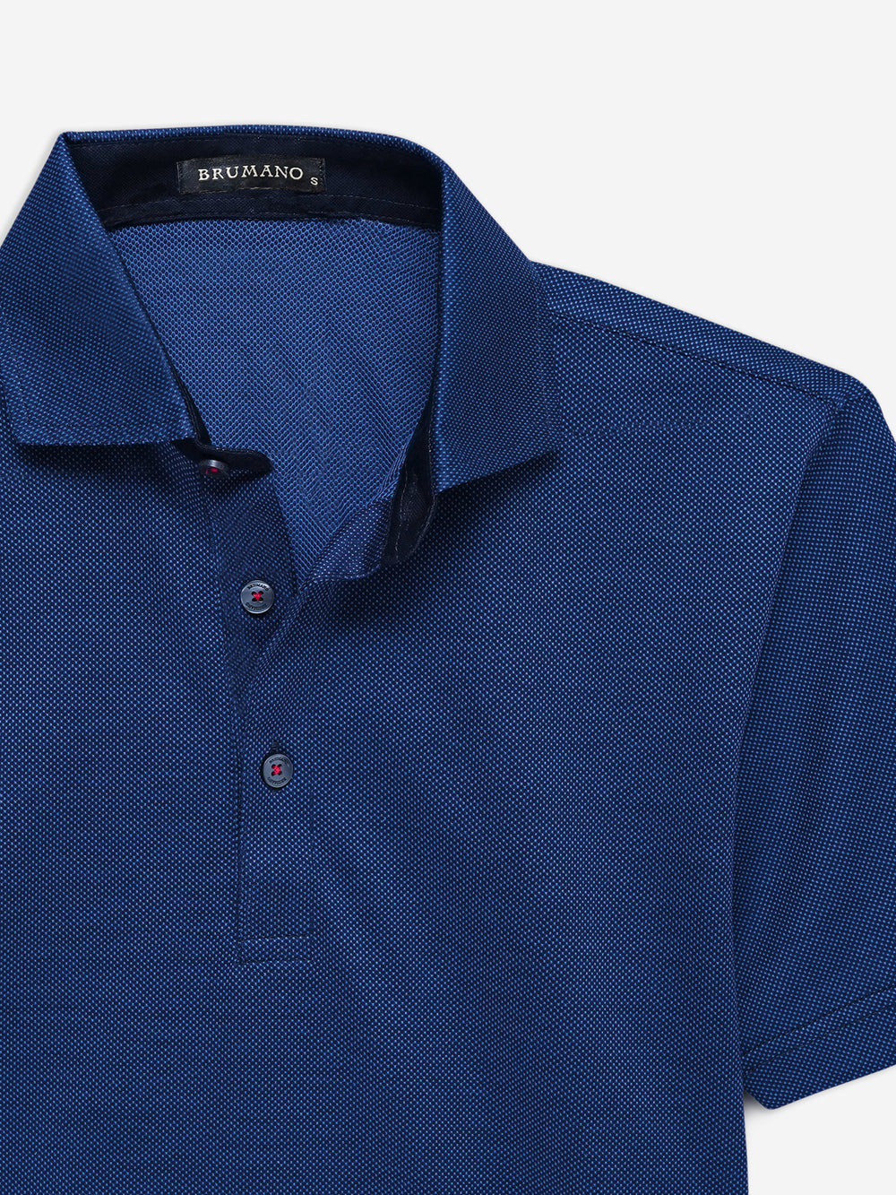Blue Mercerized Dobby Polo With Cutaway Collar