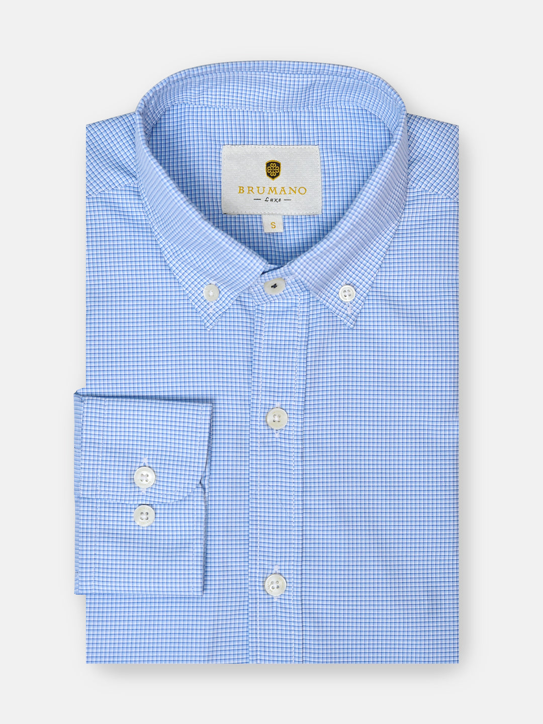 Blue Micro Gingham Button Down Shirt - Luxe