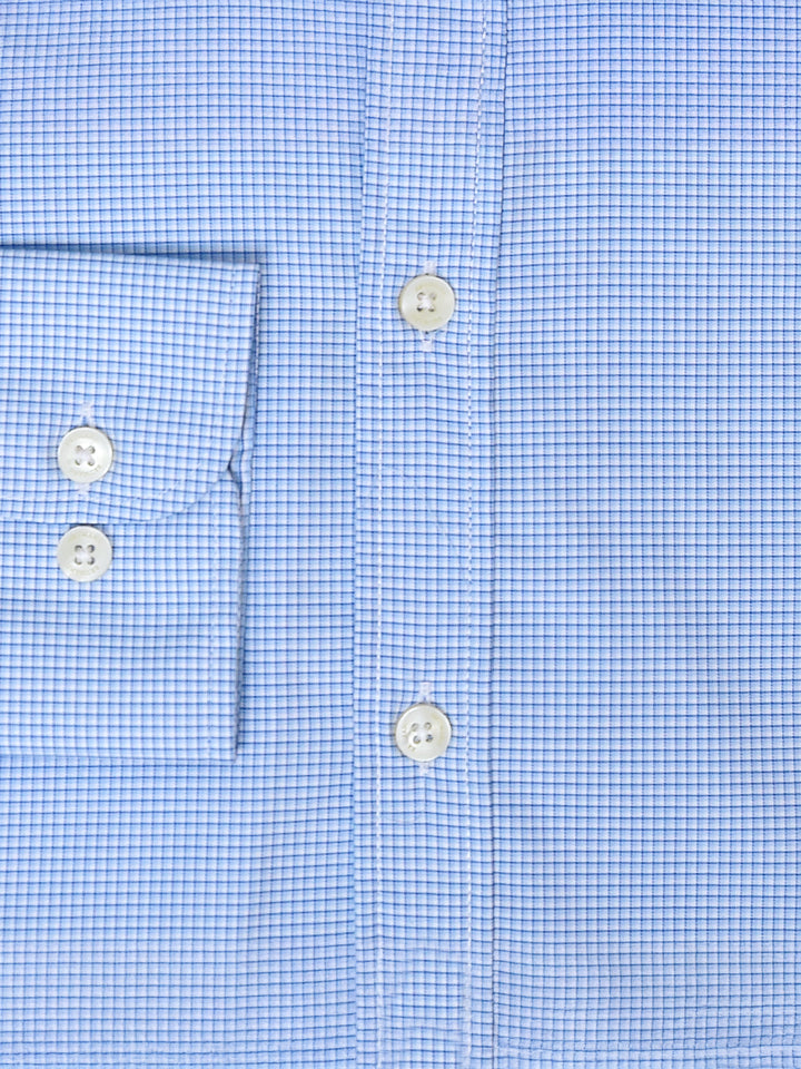 Blue Micro Gingham Button Down Shirt - Luxe