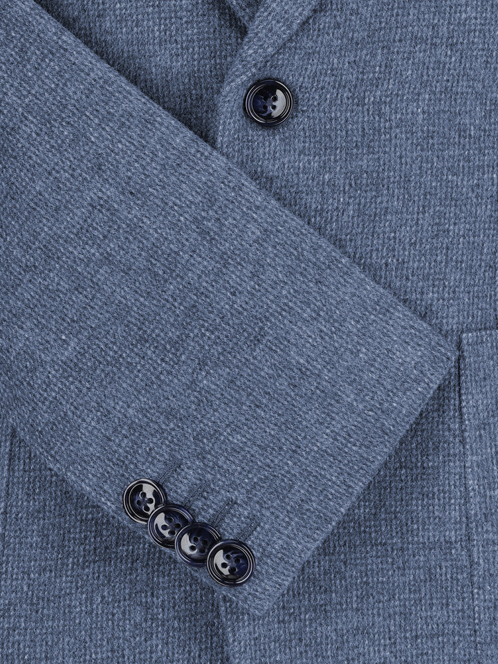 Blue Micro Gingham Wool & Cashmere Blended Blazer - Sartoria