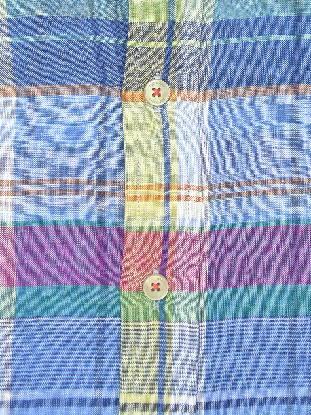 Blue Multi Colored 100% Linen Checkered Shirt