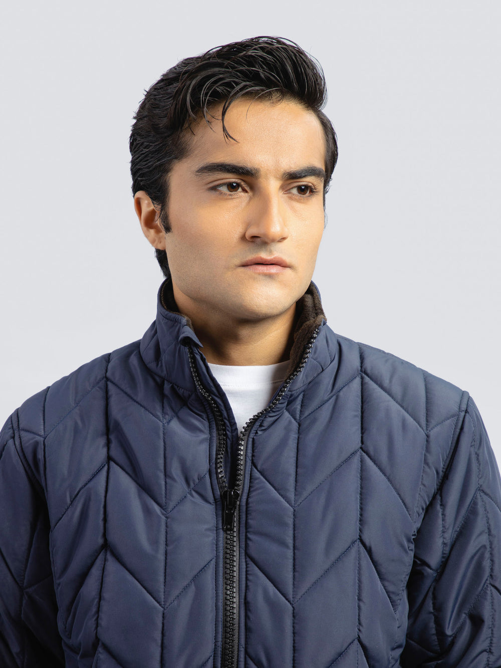 Blue Nylon Quilted Puffer Jacket