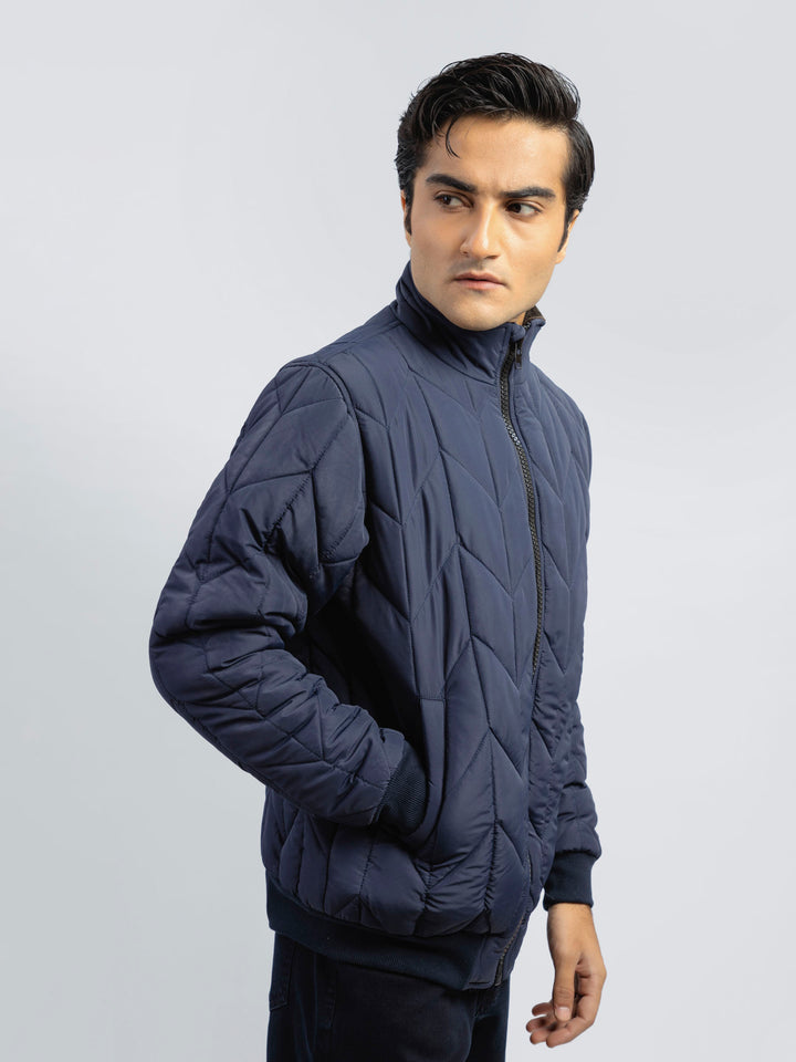 Blue Nylon Quilted Puffer Jacket Brumano Pakistan