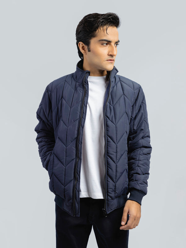 Blue Nylon Quilted Puffer Jacket Brumano Pakistan
