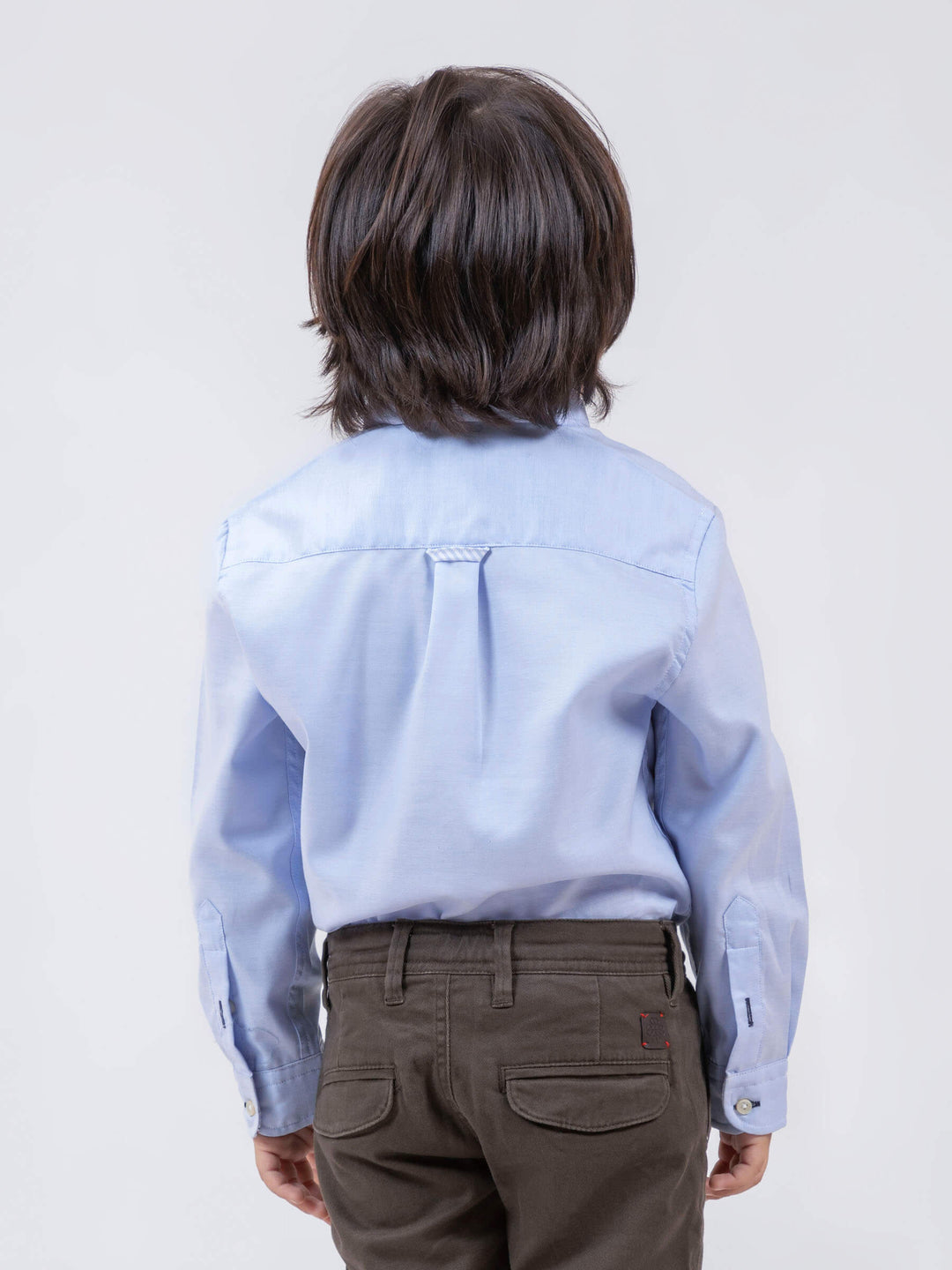 Blue Oxford Long Sleeve Casual Shirt With Detailing