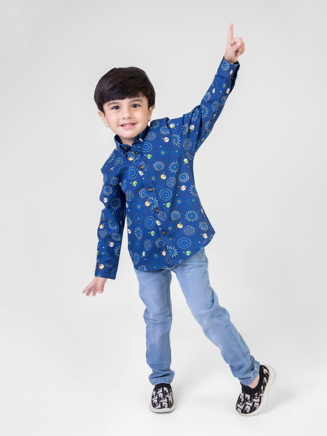 Blue Printed Casual Shirt