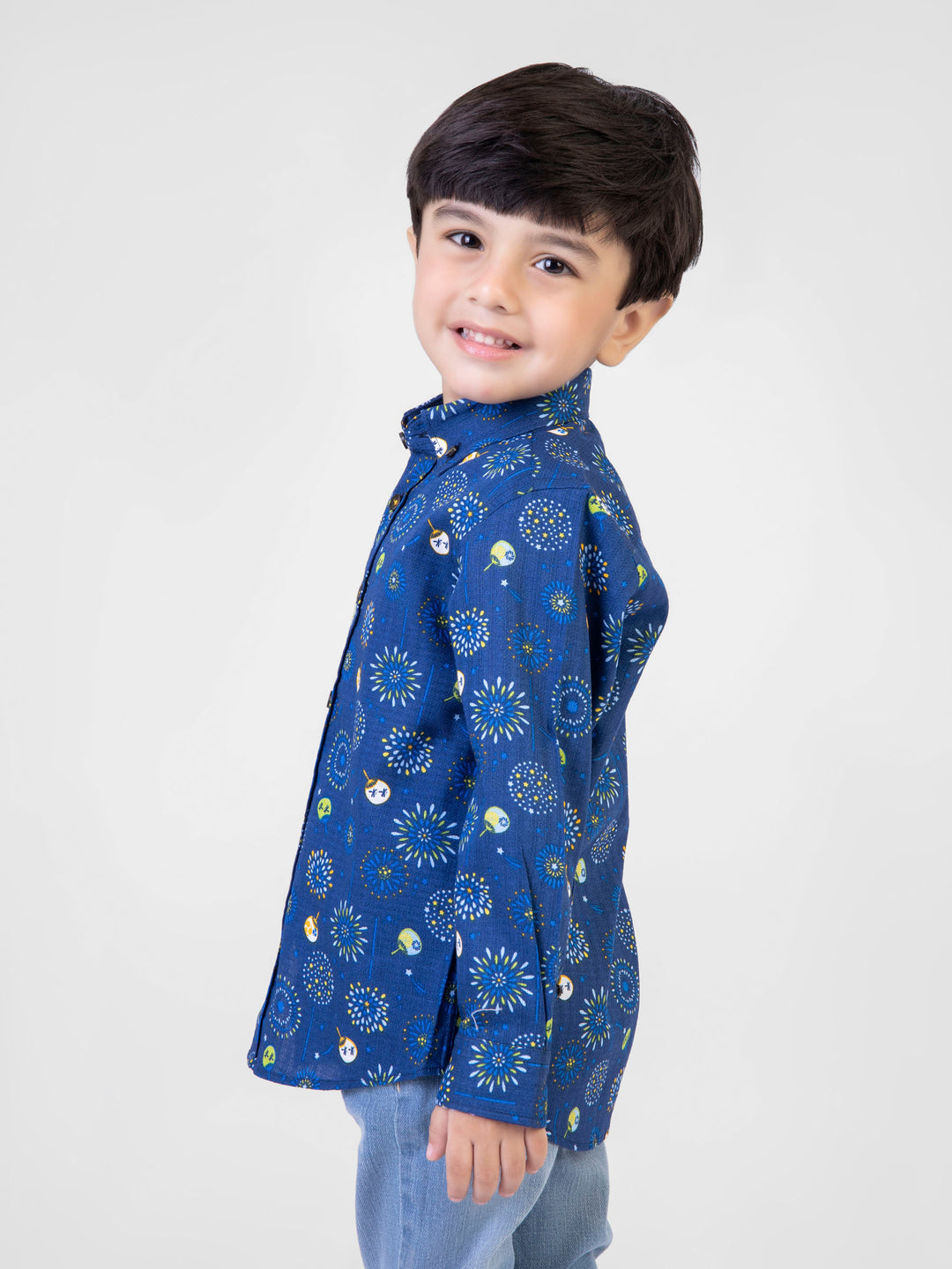 Blue Printed Casual Shirt