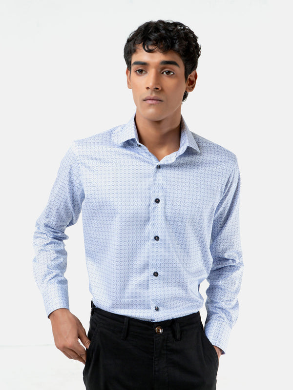Blue Printed Formal Shirt Brumano Pakistan