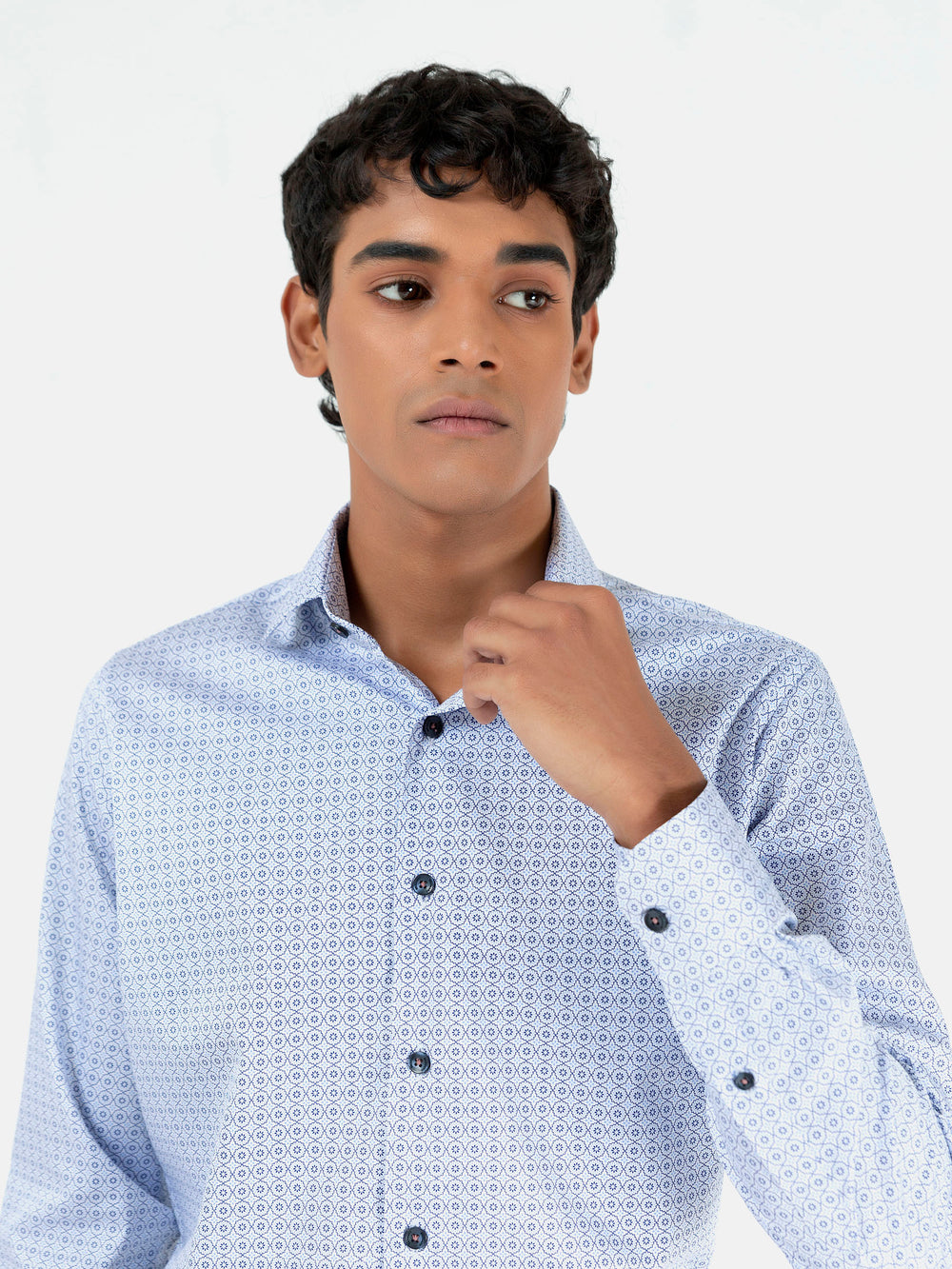 Blue Printed Formal Shirt