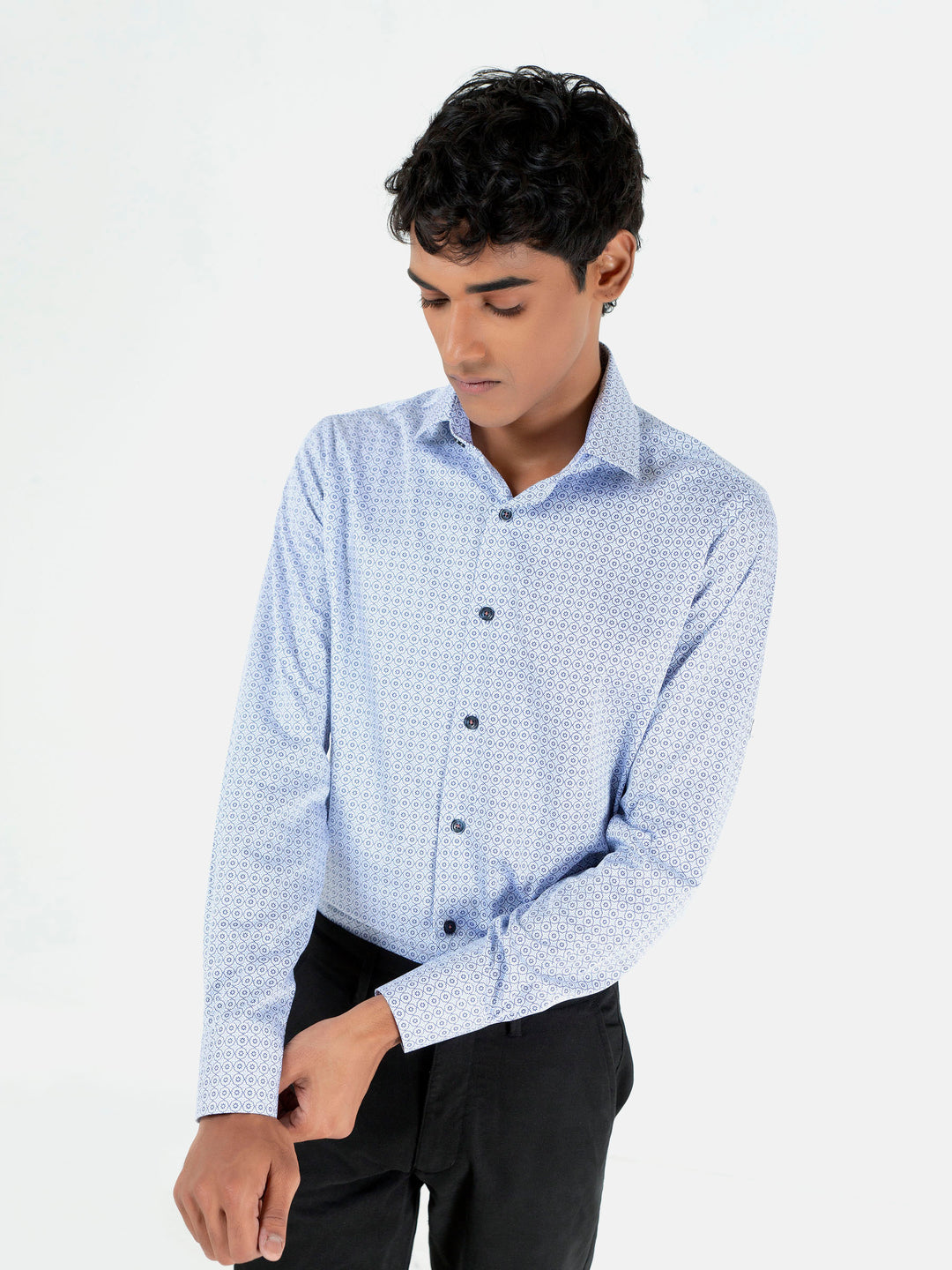Blue Printed Formal Shirt Brumano Pakistan