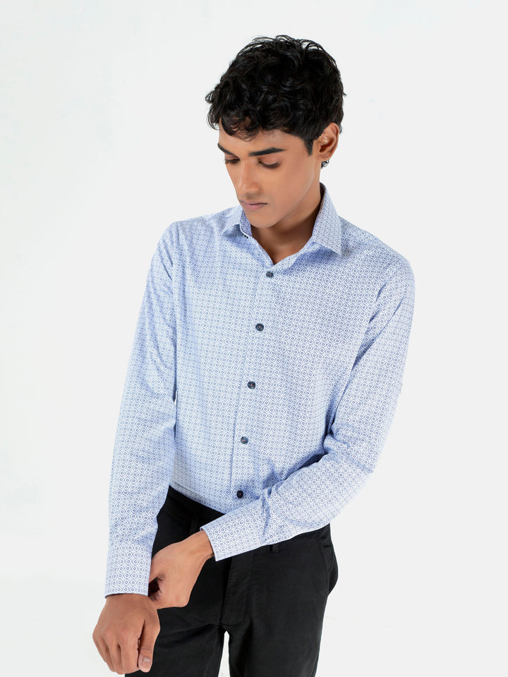 Blue Printed Formal Shirt Brumano Pakistan