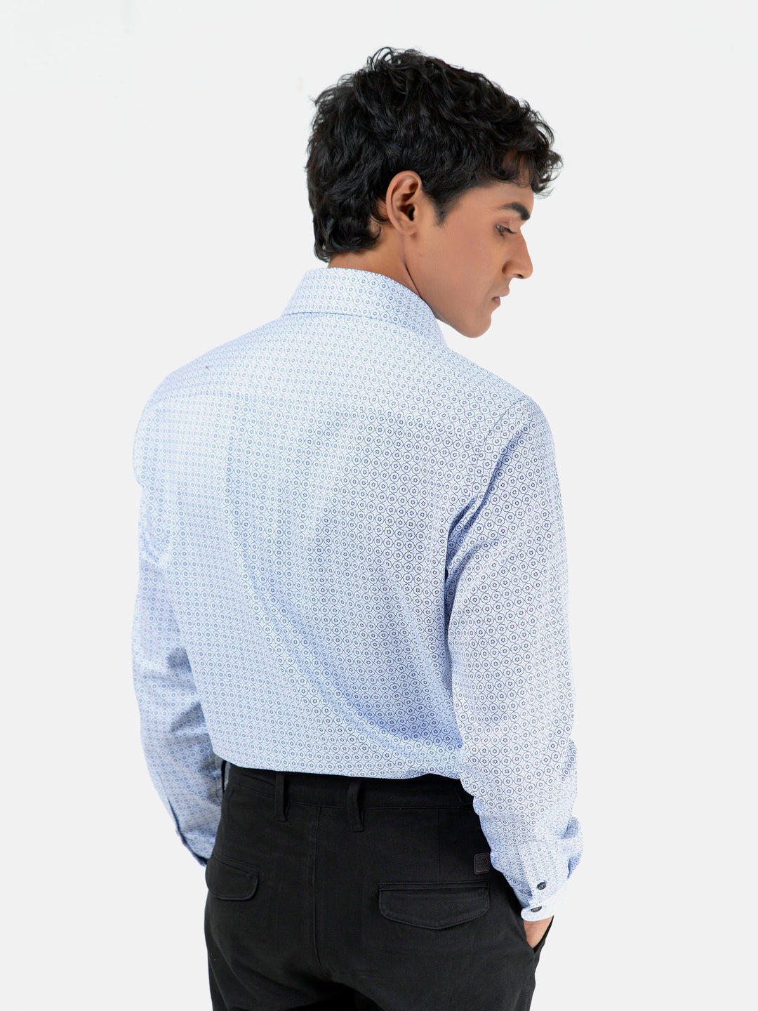 Blue Printed Formal Shirt Brumano Pakistan