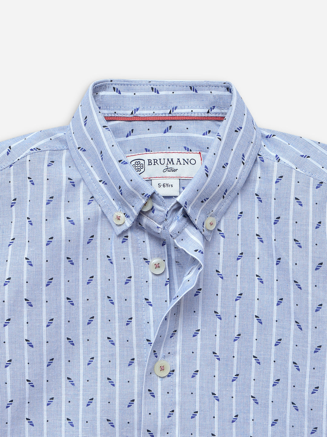 Blue Printed Striped Half Sleeve Casual Shirt