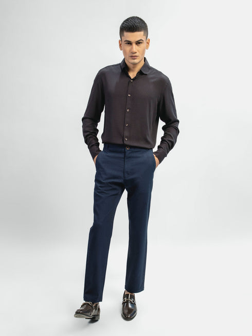 Blue Striped Structured Casual Fit Chinos  Brumano Pakistan