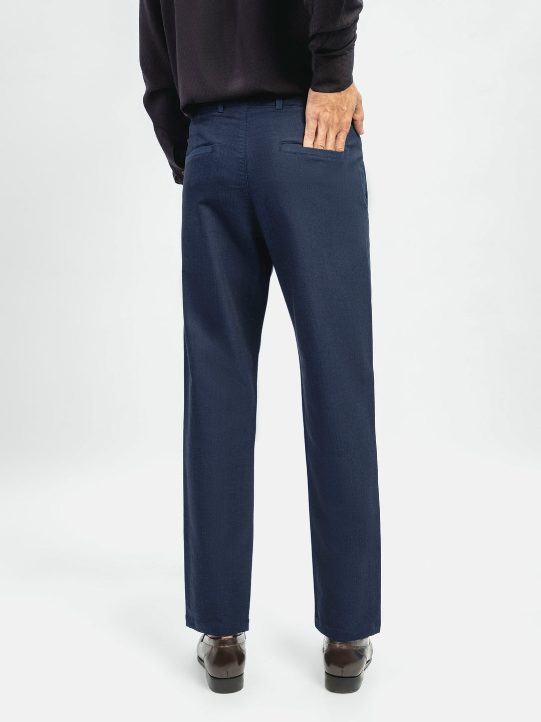 Blue Striped Structured Casual Fit Chinos  Brumano Pakistan