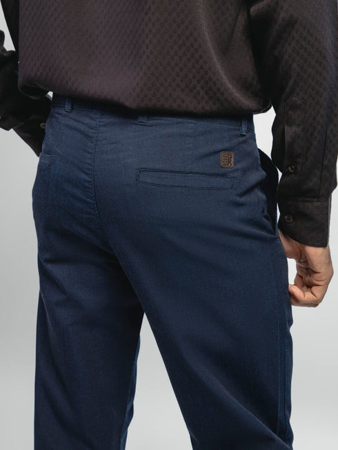 Blue Striped Structured Casual Fit Chinos  Brumano Pakistan