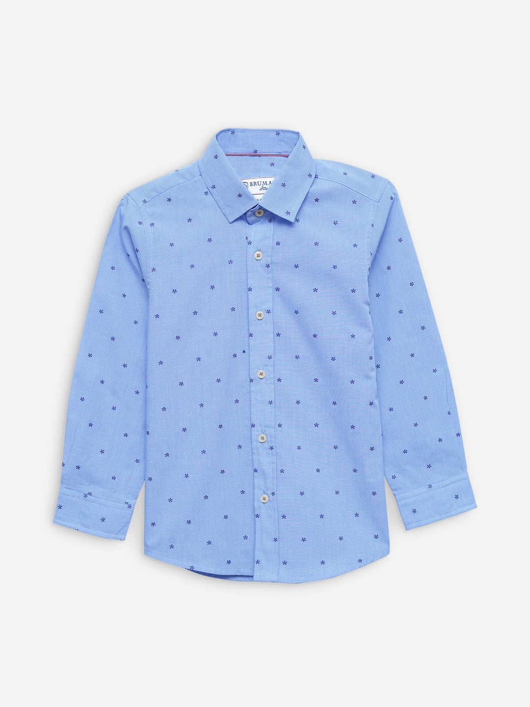 Blue Structured Printed Long Sleeve Casual Shirt Brumano Pakistan