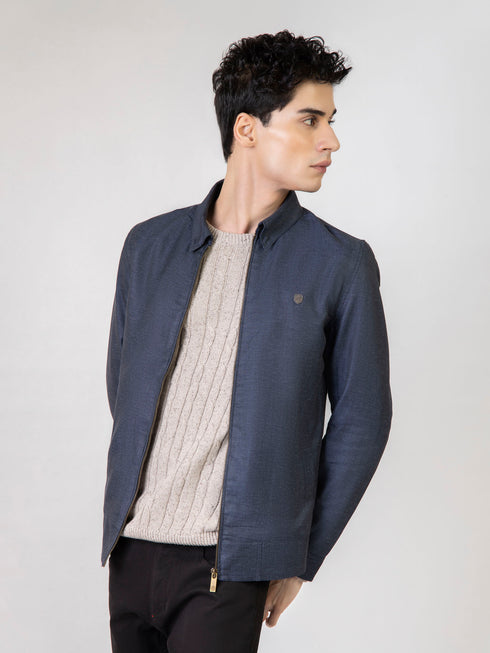 Blue Twill Structured Baracuta Jacket