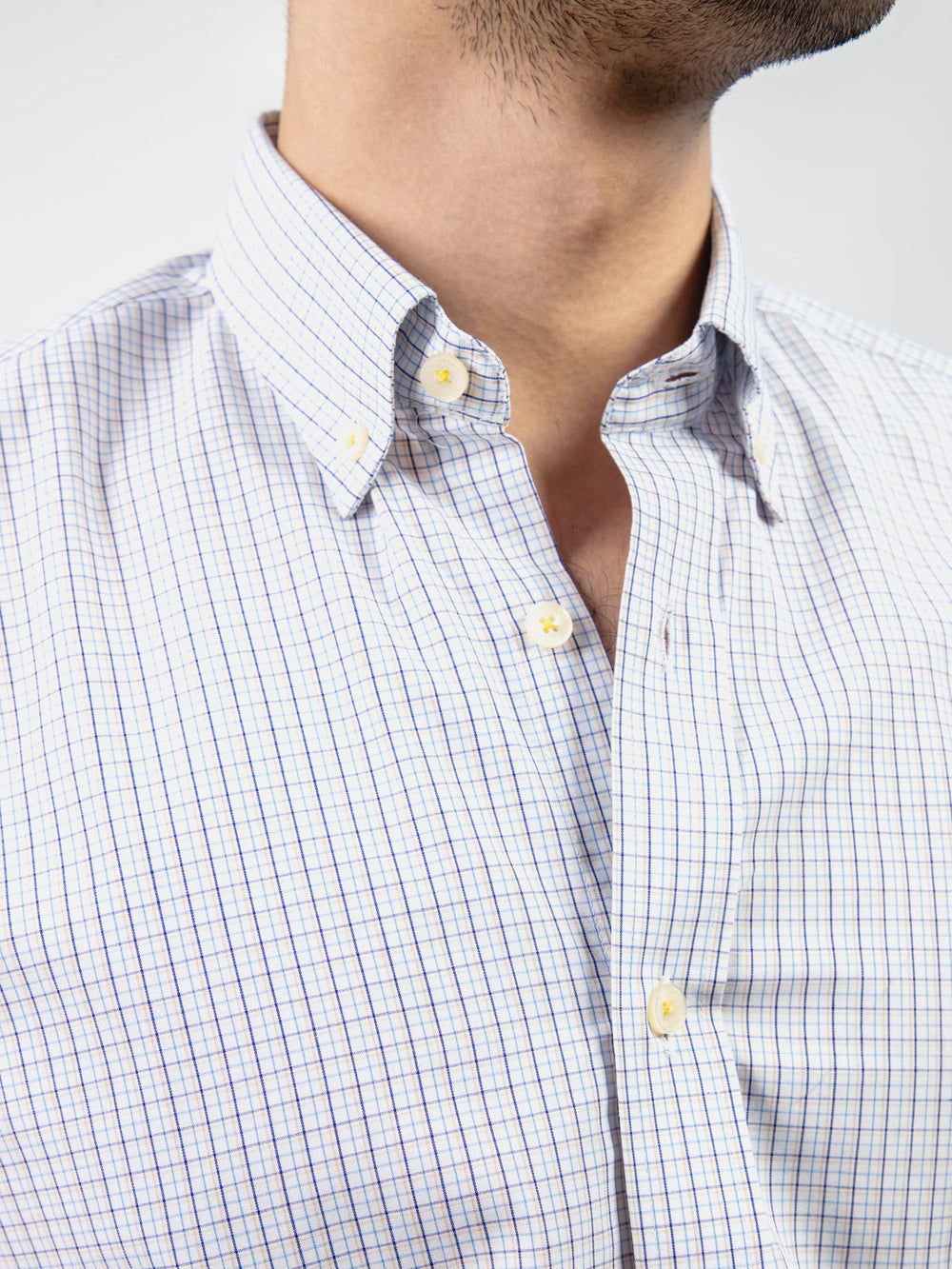 Blue & Beige Checkered Formal Shirt