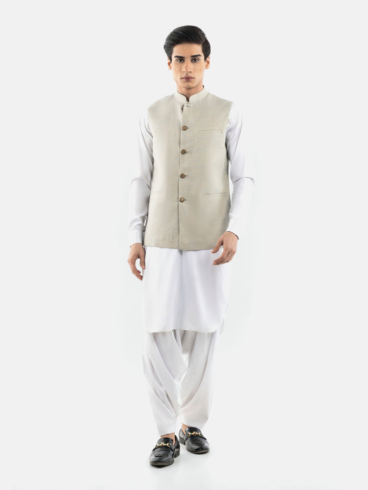 Blue & Beige Tone Light Weight Waistcoat Brumano Pakistan