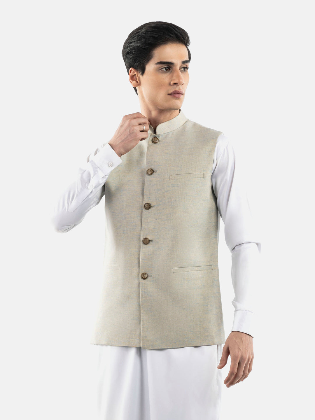 Blue & Beige Tone Light Weight Waistcoat Brumano Pakistan