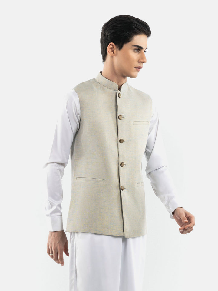 Blue & Beige Tone Light Weight Waistcoat Brumano Pakistan