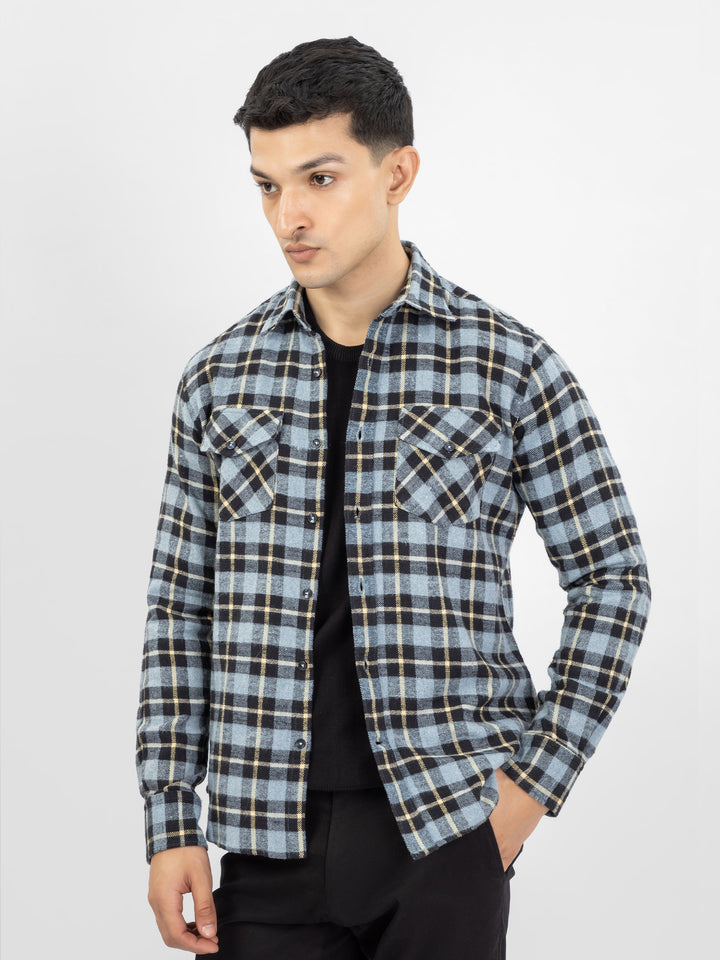 Blue & Black Heavy Flannel Checkered Shirt