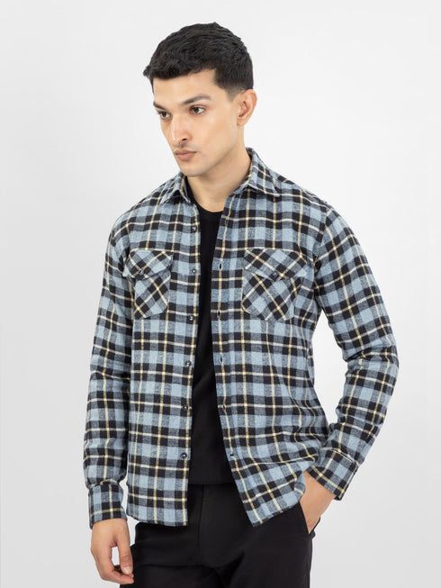 Blue & Black Heavy Flannel Checkered Shirt
