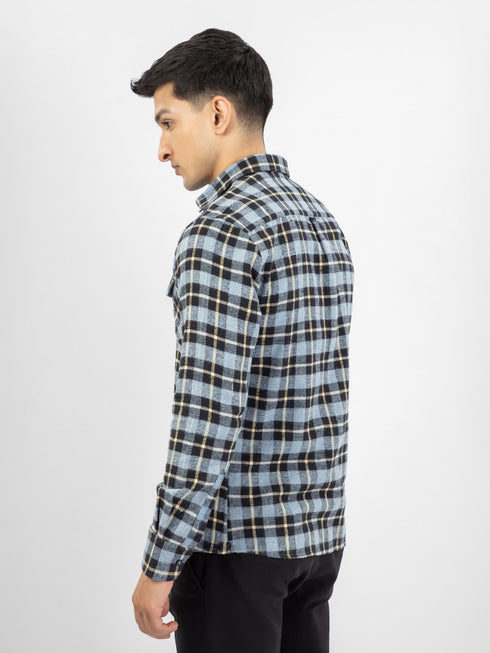 Blue & Black Heavy Flannel Checkered Shirt