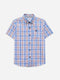 Blue & Brown Checkered Half Sleeve Casual Shirt  - Junior