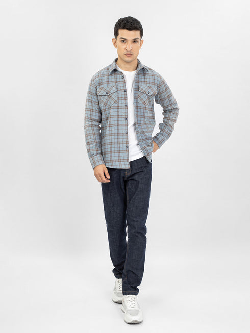 Blue & Brown Flannel Checkered Shirt