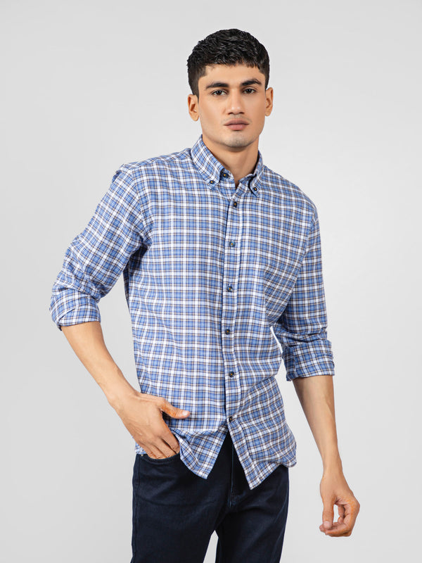 Blue & Brown Flannel Checkered Shirt Brumano Pakistan