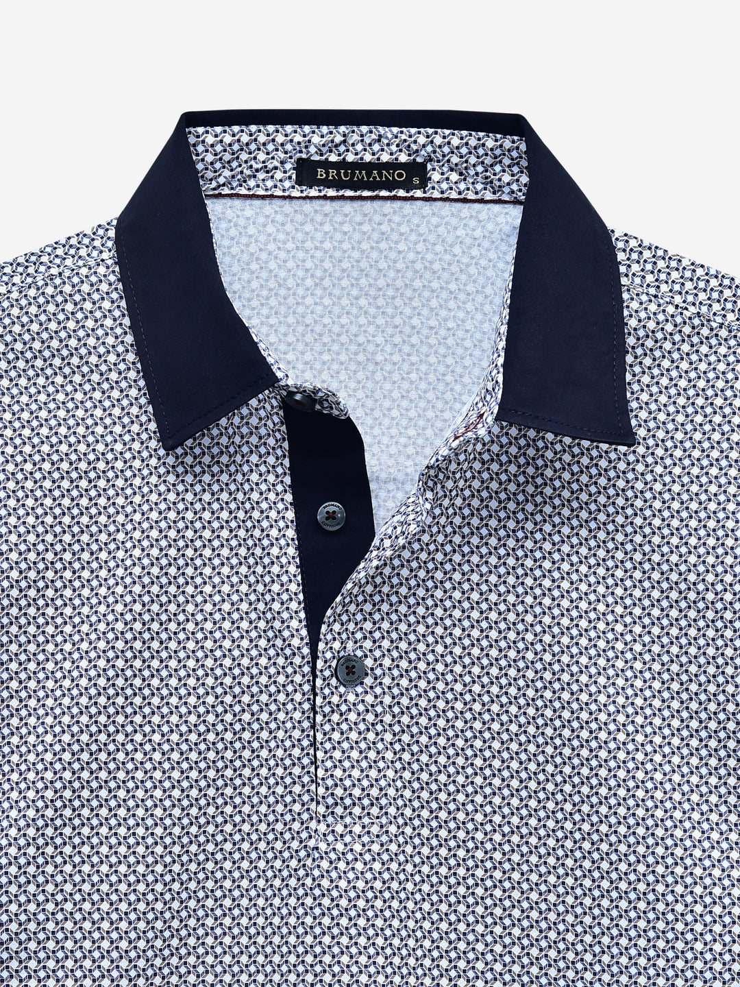 Blue & Brown Geo Printed Polo Shirt Brumano Pakistan