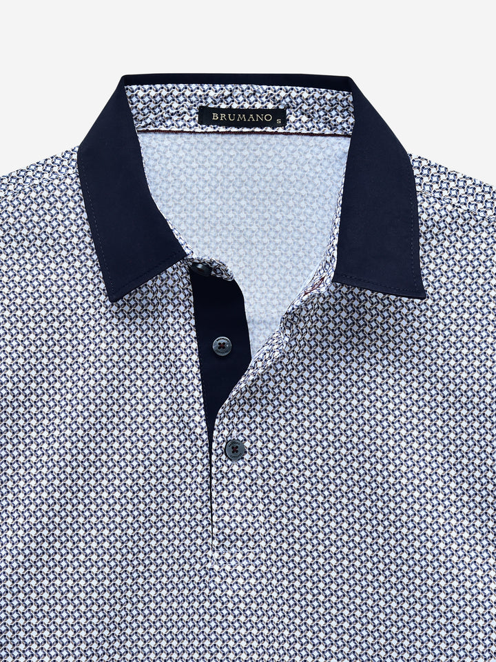 Blue & Brown Geo Printed Polo Shirt Brumano Pakistan
