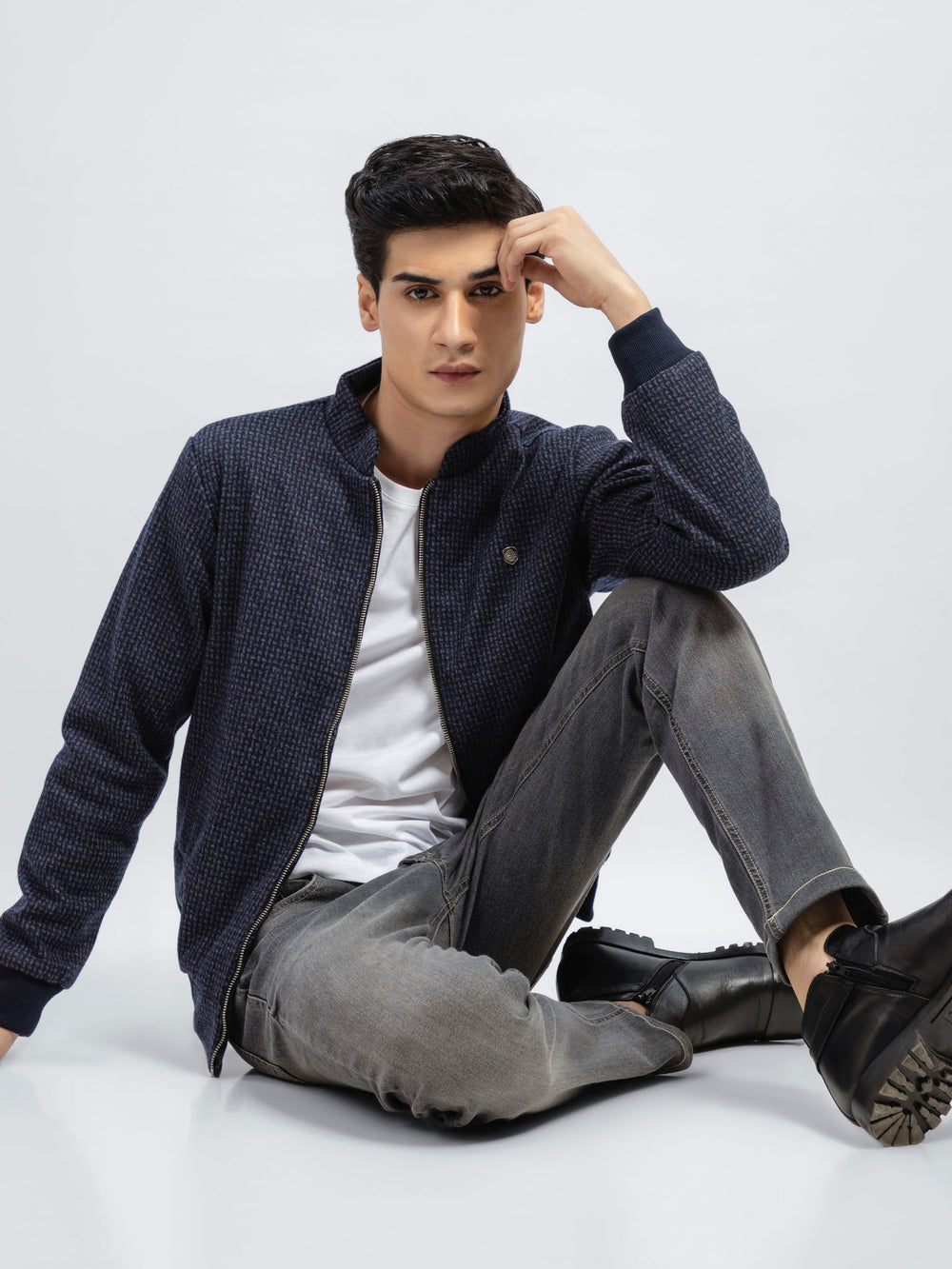 Blue & Grey Wool Harrington Jacket - Limited Edition
