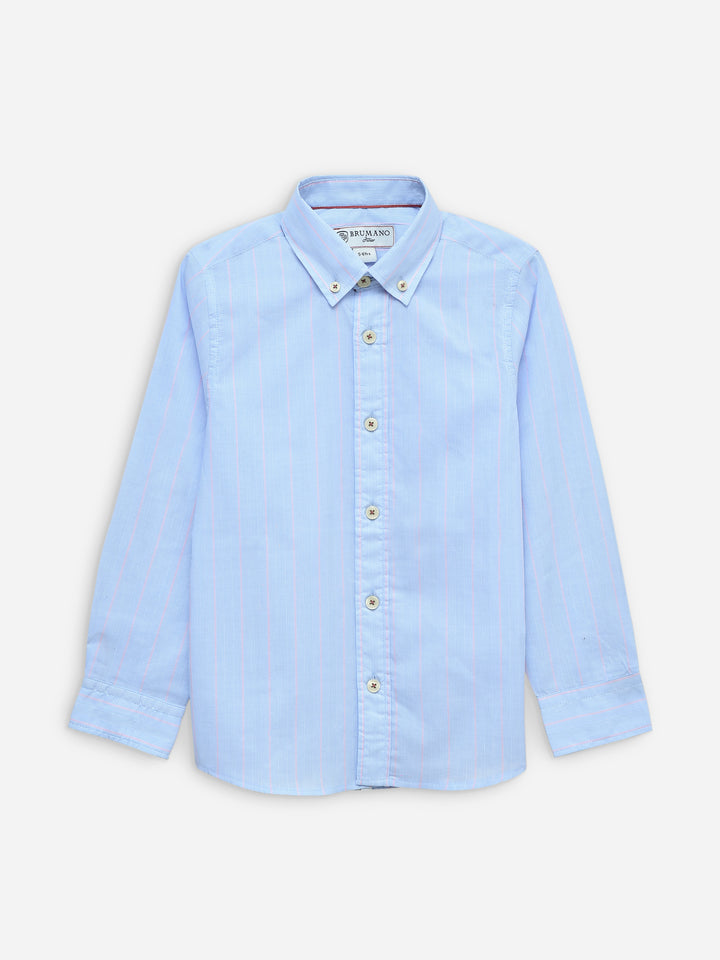 Blue & Pink Striped Button Down Shirt