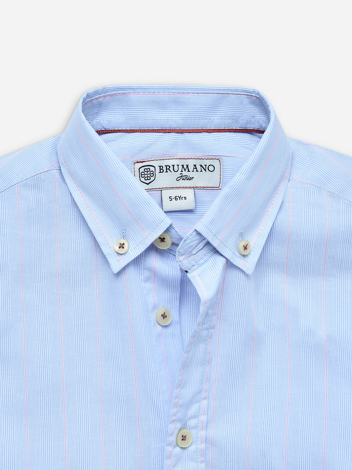 Blue & Pink Striped Button Down Shirt