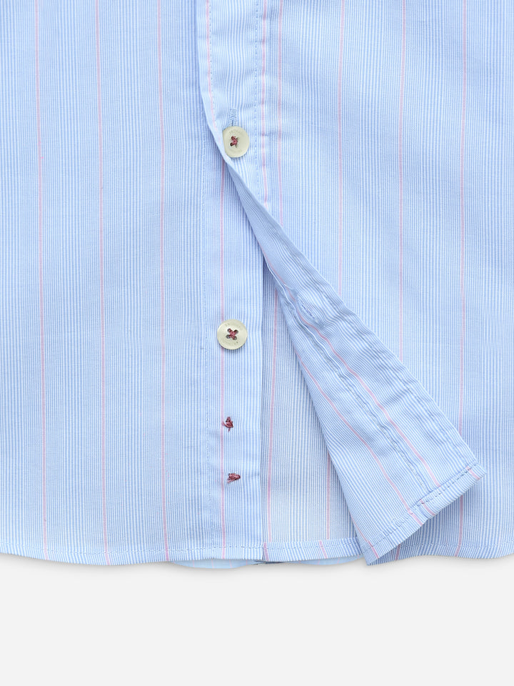 Blue & Pink Striped Button Down Shirt