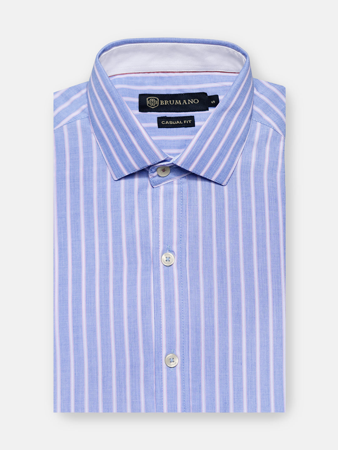 Blue & Pink Striped Formal With Formal Collar