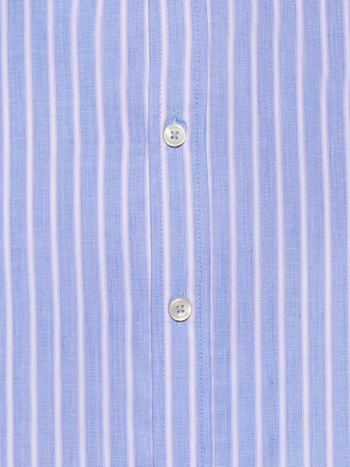 Blue & Pink Striped Formal With Formal Collar