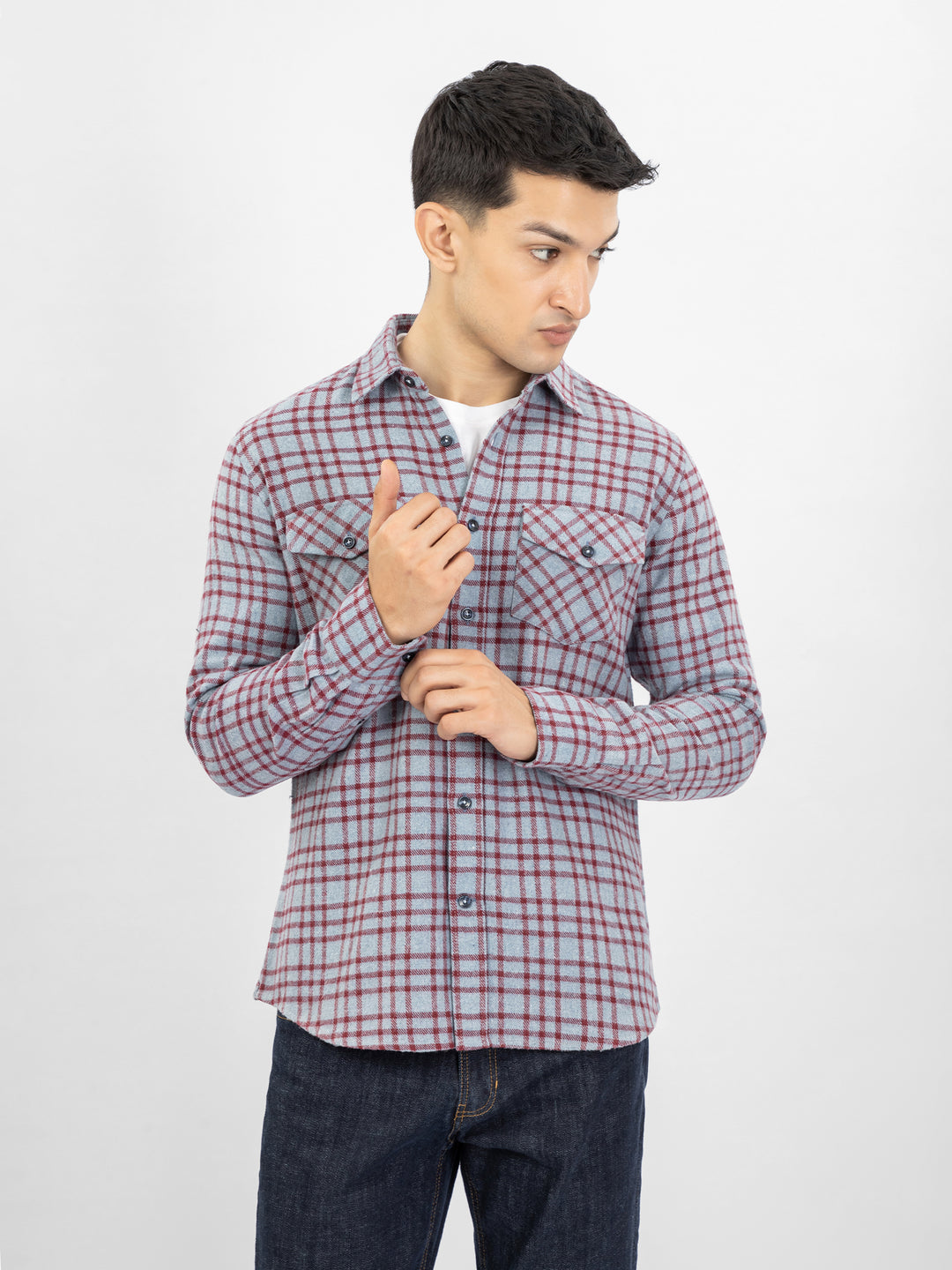 Blue & Red Flannel Checkered Shirt