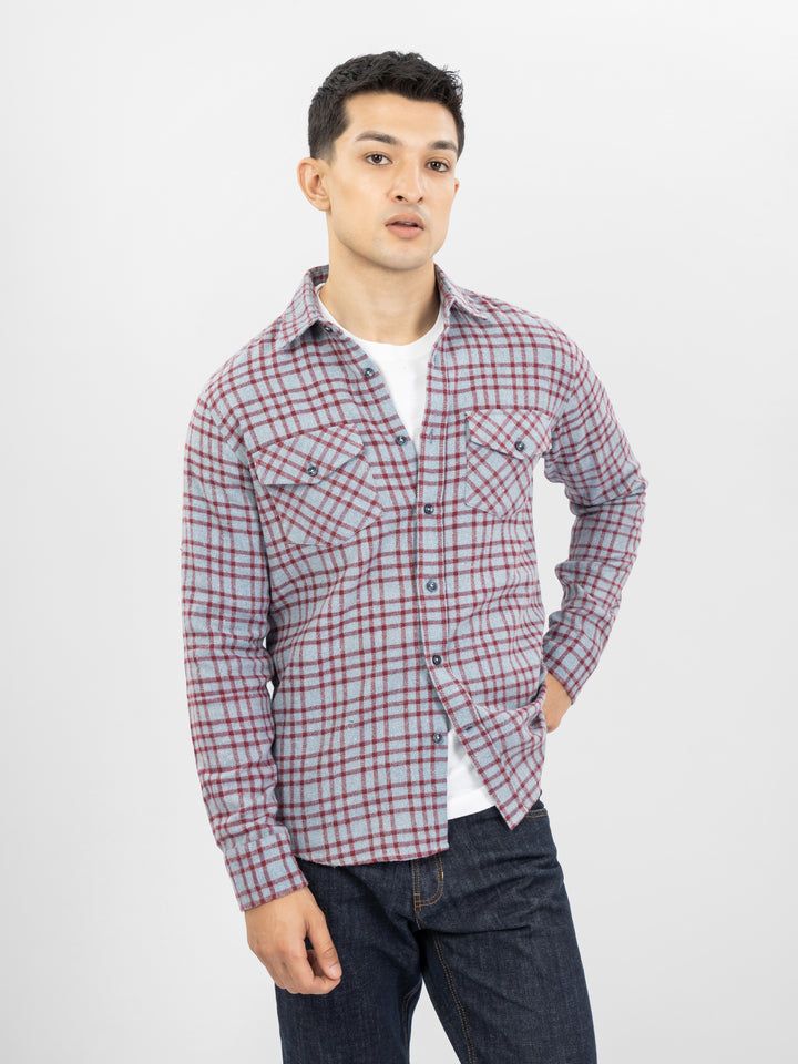 Blue & Red Flannel Checkered Shirt