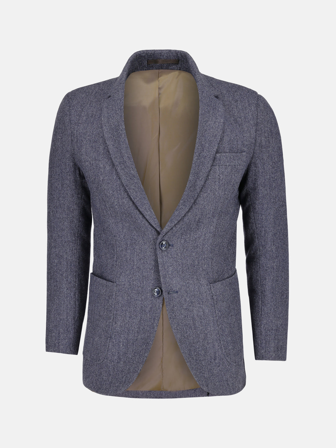 Blue & White Dobby Structured Wool & Cashmere Blazer - Sartoria Brumano Pakistan