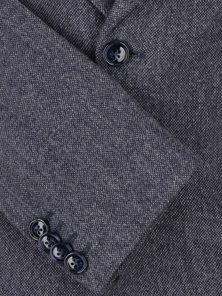 Blue & White Dobby Structured Wool & Cashmere Blazer - Sartoria Brumano Pakistan