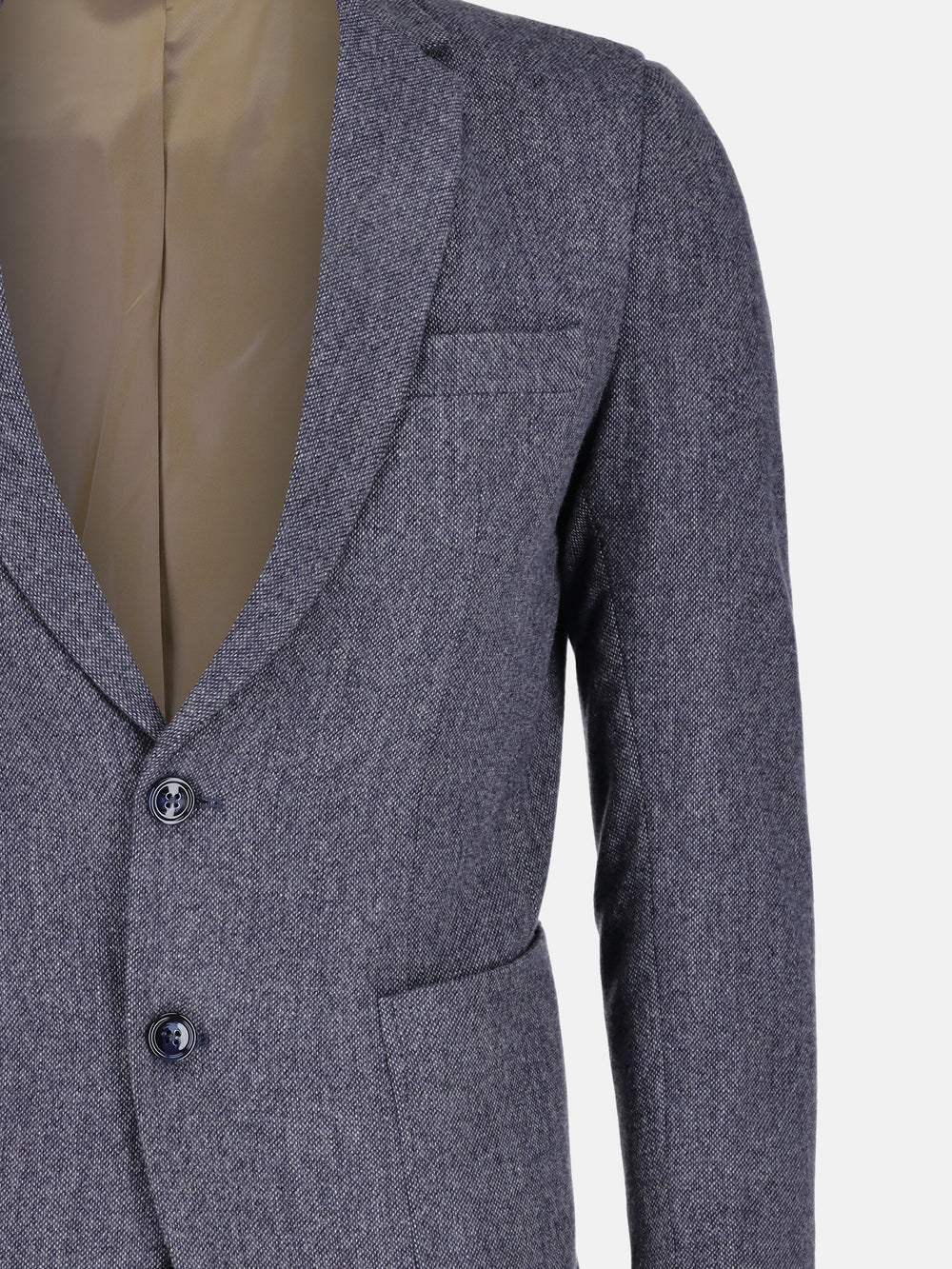 Blue & White Dobby Structured Wool & Cashmere Blazer - Sartoria