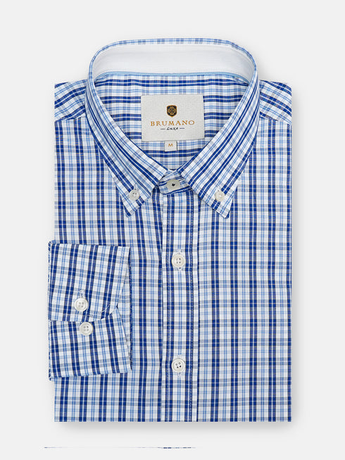 Blue & White Gingham Button Down Shirt Brumano Pakistan