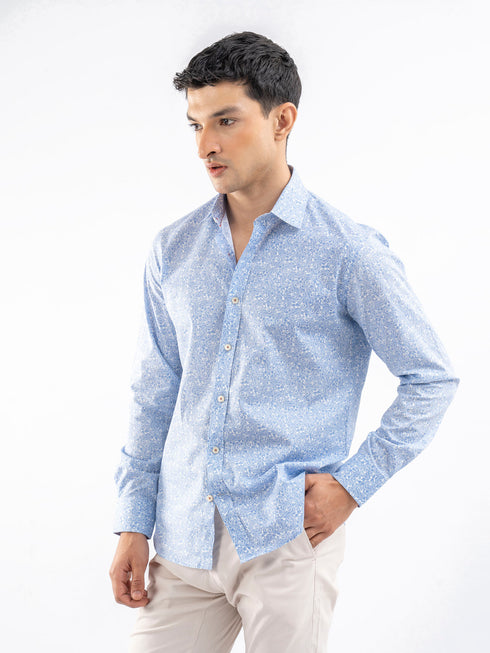 Blue & White Paisley Printed Shirt